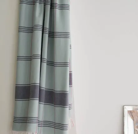 Serviettes de bain - fouta Organic vert de mer/bleu foncé - OTTOMANIA