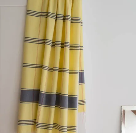 Serviettes de bain - fouta Organic jaune/bleu fonce - OTTOMANIA