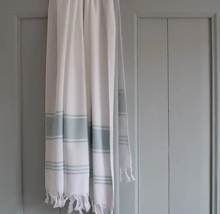 Autres linges de bain - fouta blanc/vert de mer - OTTOMANIA