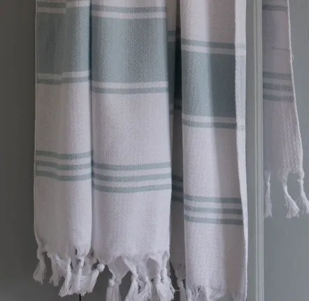 Autres linges de bain - fouta blanc/vert de mer - OTTOMANIA