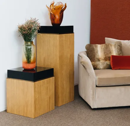 Hotel bedrooms - Contemporary Side Table Block square base, Limed Oak, Lacquered wood - DUISTT