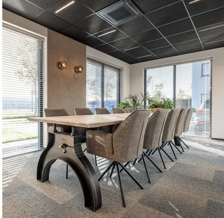 Bureaux d'entreprise - Industrial Solid Wood Table with Steel Base SL-011 - STURDY-LEGS