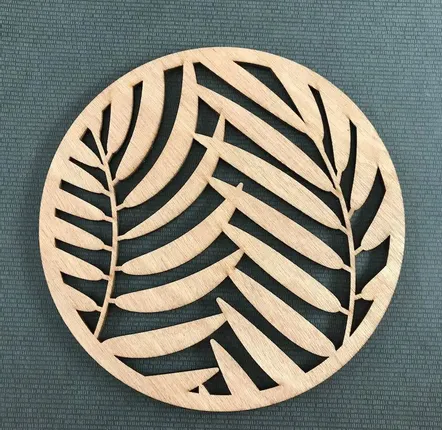 Wine accessories - Wooden bottle coaster - Golden fern - LA COUR DU JUCH