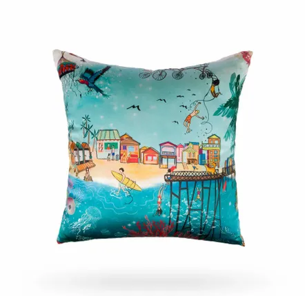 Textile and surface design - Hawaii Beach Lİfe Silk Cushion - UN POCO