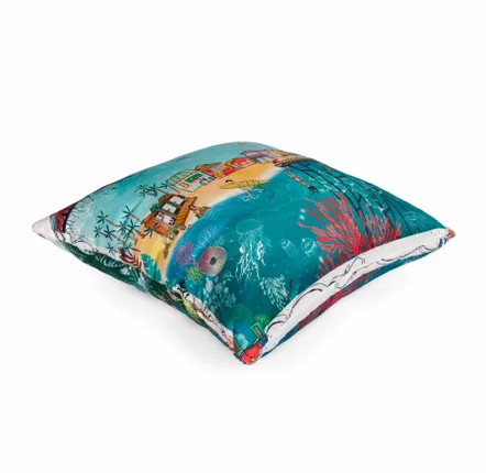 Textile and surface design - Hawaii Beach Lİfe Silk Cushion - UN POCO