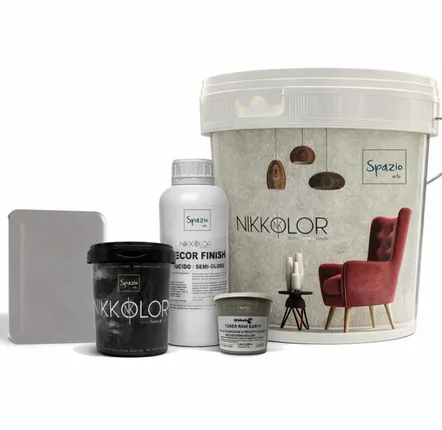 Paints and varnishes - Complete Microcement Kit for 8 m² of Walls and Floors – Raw Earth - NIKKOLOR ITALIA