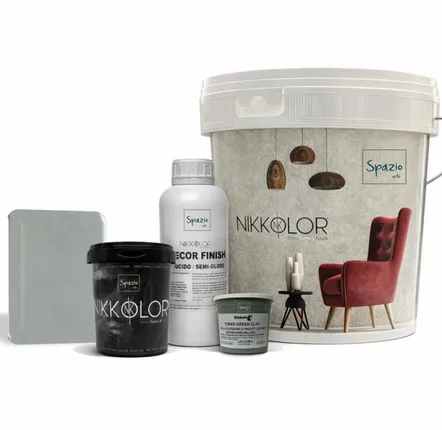 Peintures et vernis pour sols - Kit complet Microciment pour 8 m² de murs et sols – Green Clay - NIKKOLOR ITALIA