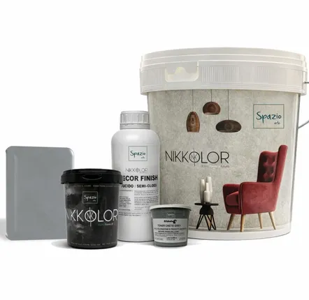 Paints and varnishes - Complete Microcement Kit for 8 m² of Walls and Floors – Crete Grey - NIKKOLOR ITALIA