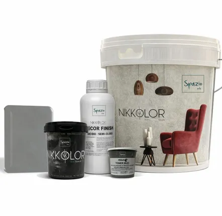 Peintures et vernis pour sols - Kit complet Microciment pour 8 m² de murs et sols – Mud - NIKKOLOR ITALIA