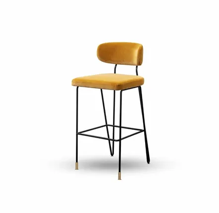 Tabourets pour collectivités - Tabouret de Bar Apollo Structure en Fer Laqué Noir avec Détails en Laiton Brossé - DUISTT