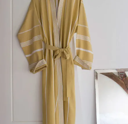 Loungewear - hammam bathrobe size L, mustard yellow - OTTOMANIA