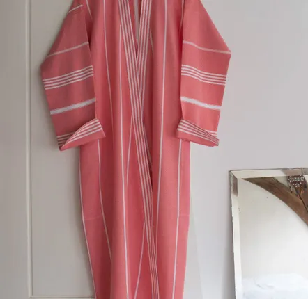 Loungewear - hammam bathrobe size L, coral red - OTTOMANIA