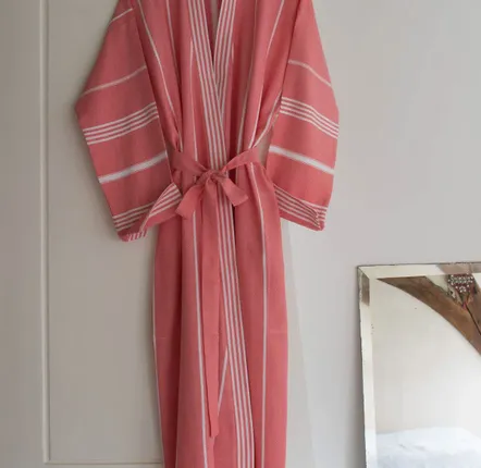 Loungewear - hammam bathrobe size L, coral red - OTTOMANIA