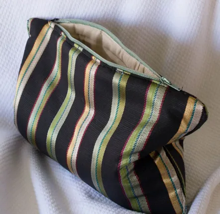 Serviettes de bain - trousse de toilette, rayé noir, jaune et vert - OTTOMANIA