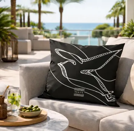 Garden textiles - Black Colombes 45 x 45 outdoor cushion cover - Design by BRASS - ARTDECORIS