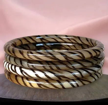 Bijoux - Bracelet corne 6mm zébre noir 04 - JOLIE JULIE