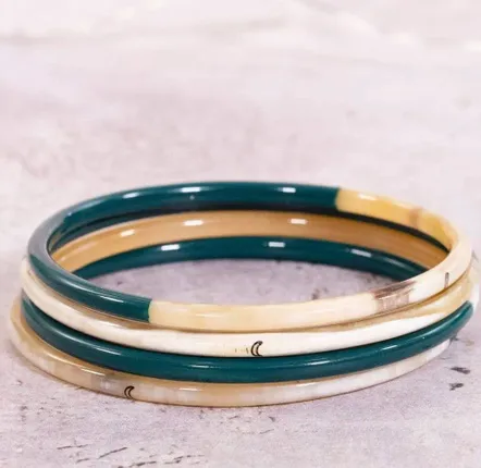 Bijoux - Jonc corne Lune Vert Emeraude - JOLIE JULIE