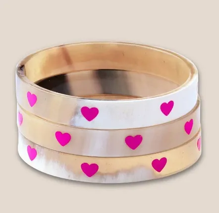 Bijoux - Bracelet Corne 10mm Coeur Rose Vif 34 - JOLIE JULIE