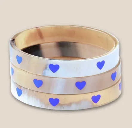 Bijoux - Bracelet Corne 10mm Coeur Bleu Majo 15 - JOLIE JULIE