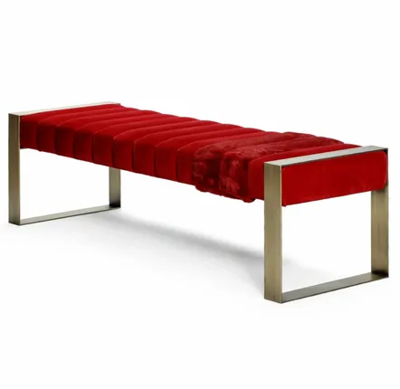 Banquettes pour collectivités - Dawn Banc assise Velour/fourrure, pied laiton ciselé Bronze Clair - DUISTT