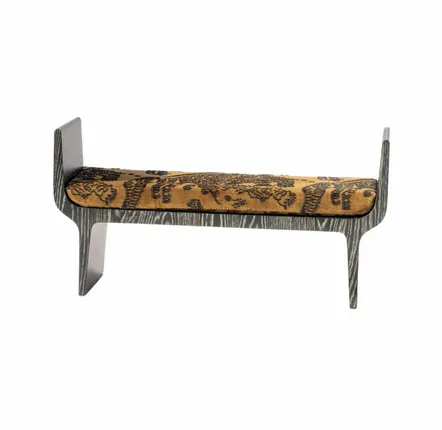 Banquettes pour collectivités - Banc Contemporain Copacabana, Chêne Cérusé noir, coussin tissu COM/COL - DUISTT