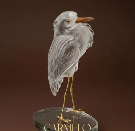 Goldsmithing - 'Crest of the Dawn' sculpture, transparent quartz art object - CARMELO PARIS