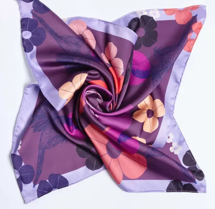 Scarves - Red throat bird scarf (purple model) - KOUNTHEA RETH