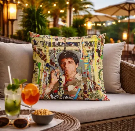 Garden textiles - Scarface outdoor cushion 60 x 60 - Design by Anne Mondy - ARTDECORIS