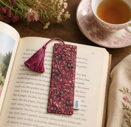 Homewear - Petit marque-page en sari fait main avec pompon - I WAS A SARI