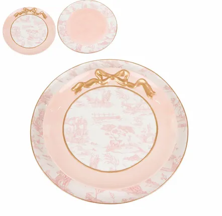 Christmas table settings - DOL.TOILES PLATE SET/2 TT CRM/PNK 25/30CM handwash only - GOODWILL M&G