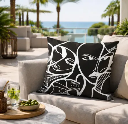 Garden textiles - Black Elongi 45 x 45 outdoor cushion - Design by BRASS - ARTDECORIS