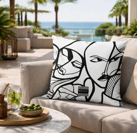 Garden textiles - White Elongi 45 x 45 outdoor cushion - Design by BRASS - ARTDECORIS