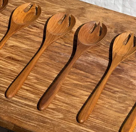 Cutlery set - Teak salad server or fork spoon L28 D6x8 - OFFICE OBJETS