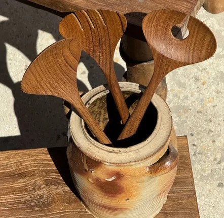 Cutlery set - Teak salad server or fork spoon L28 D6x8 - OFFICE OBJETS