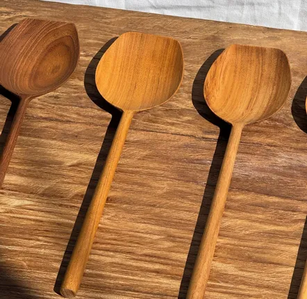 Cutlery set - Salad cutlery or spoon” spatula” flat end teak” L30 D9x8 - OFFICE OBJETS