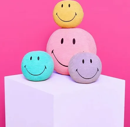 Peluches - Peluche SMILEY – 13cm velours côtelé - Pourpre - STEMPELS ET CO