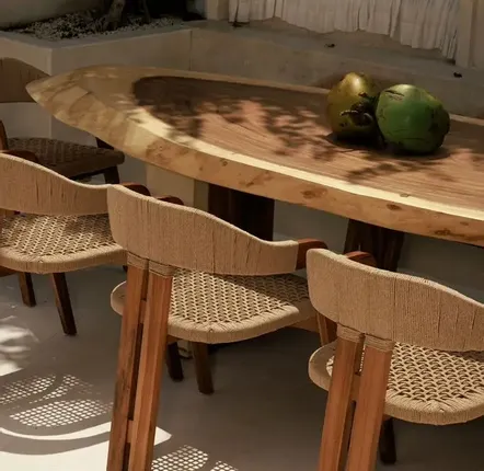Chaises - Chaise Trépied Naturelle en teck et corde - DESIGN TRIP