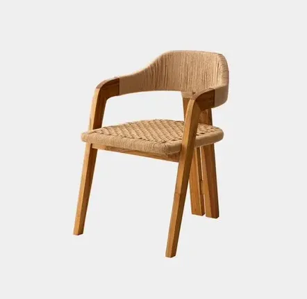 Chaises - Chaise Trépied Naturelle en teck et corde - DESIGN TRIP