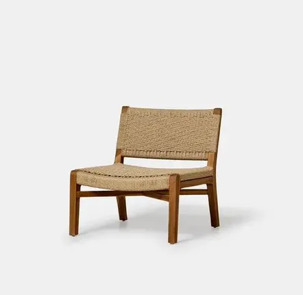 Fauteuils de jardin - Fauteuil extérieur Babé en teck massif recyclé et corde tressée - DESIGN TRIP