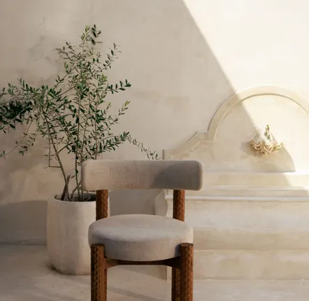 Chaises - Chaise Subur- beige en teck massif et textile - DESIGN TRIP