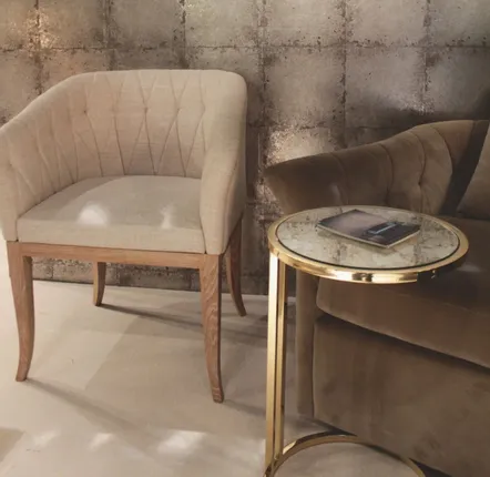 Tables pour hôtels - Julia Table d'appoint ronde, plateau miroir vieilli, pied en laiton - DUISTT
