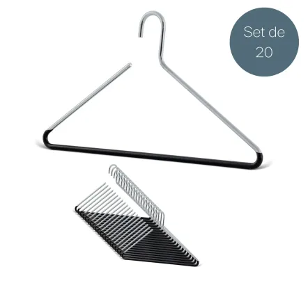 Office furniture and storage - MAWA metal cloakroom hanger black 42cm pack of 20 - MAWA