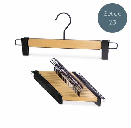 Mobilier et rangements pour bureau - MAWA cintre bi-colour pour pantalons hêtre naturel avec contour noir 35cm par 25 - MAWA