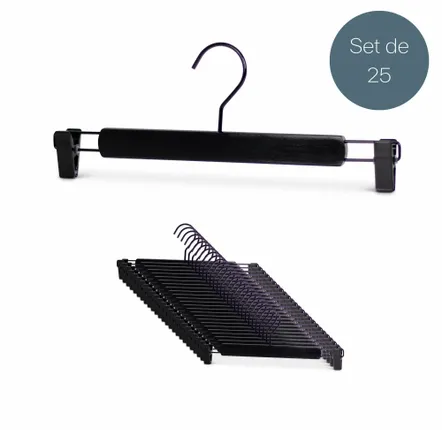 Mobilier et rangements pour bureau - MAWA cintre en bois pour pantalons hêtre laqué noir 35cm par 25 - MAWA