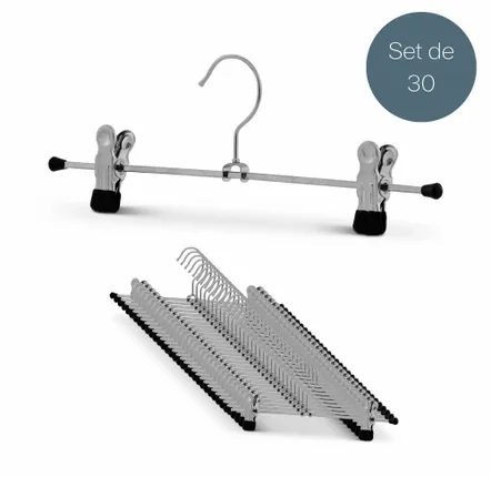 Mobilier et rangements pour bureau - Cintre métallique MAWA avec clips pour pantalons noir 30 cm lot de 50 - MAWA