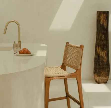 Tabourets - Tabouret de barPunta - Naturelle en teck massif - DESIGN TRIP