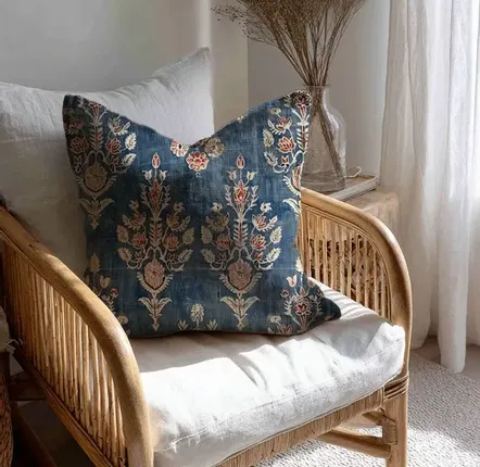 Couettes et oreillers  - Coussin en lin - imprimé à la main - NORRAVILLA