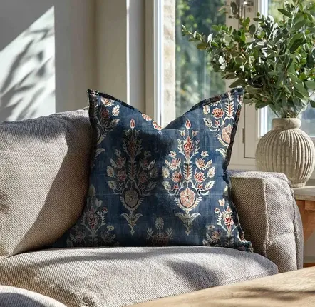 Couettes et oreillers  - Coussin en lin - imprimé à la main - NORRAVILLA