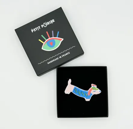 Gifts - Dachshund embroidered hair clip - PETIT POIRIER
