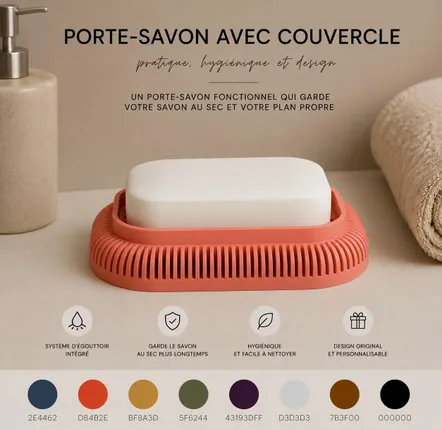 Ustensiles de cuisine - Porte-savon en 3D pour cuisine ou salle de bain - Made in France - CRÉA-TH